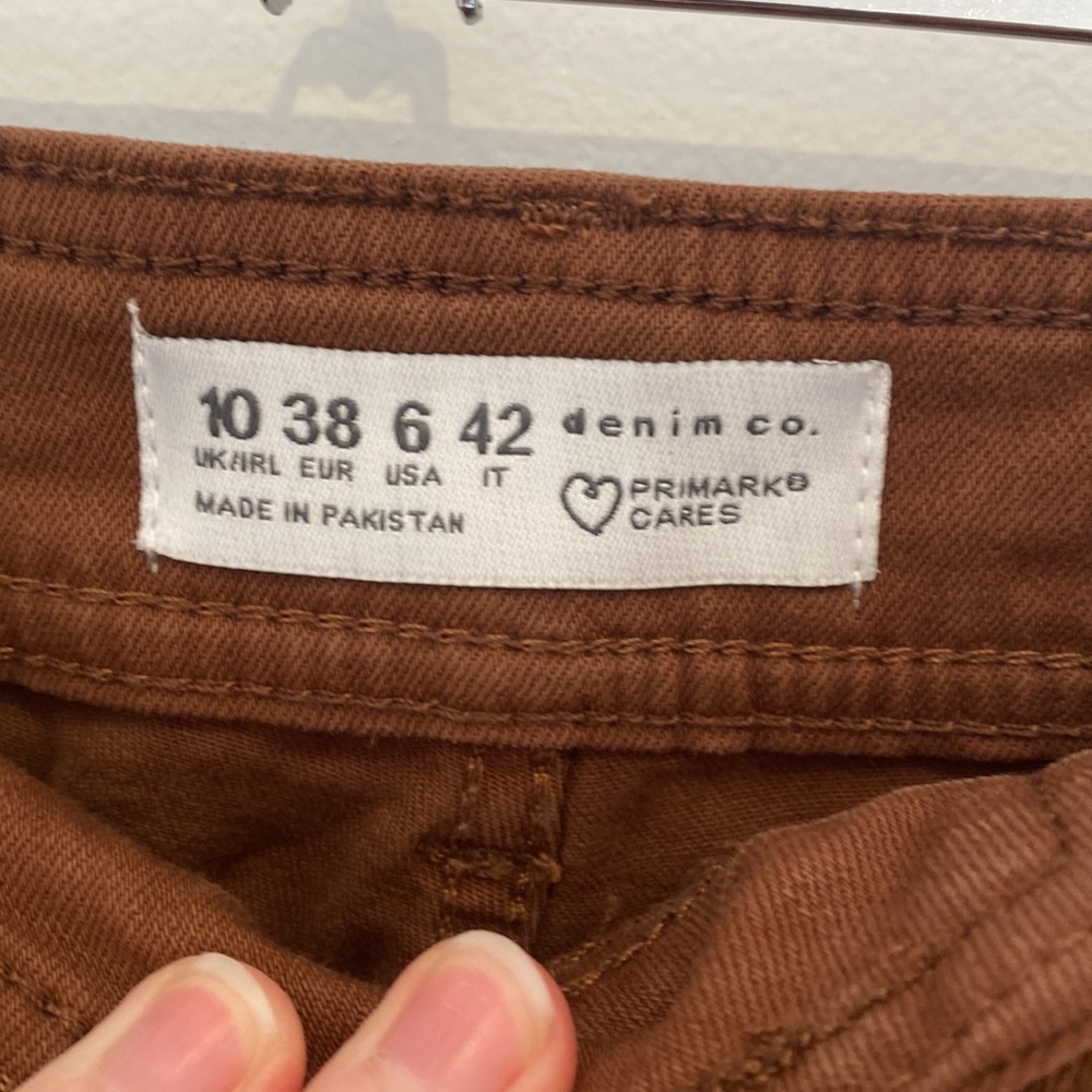 Primark BNWOT brown denim pants size 10 - Picture 3 of 6